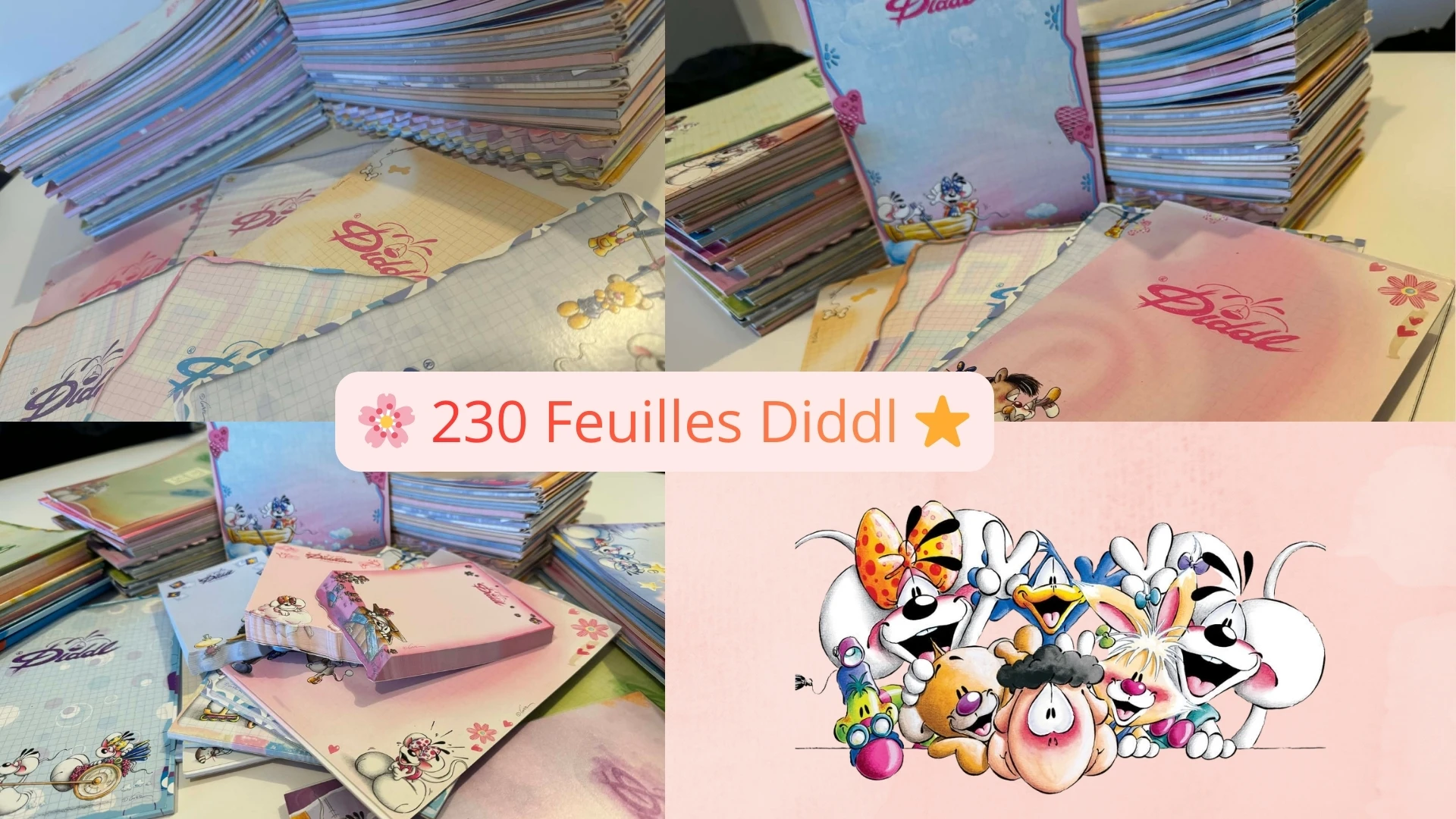 Lot de 230 Feuilles Diddl Vintage